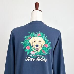 Vineyard Vines Christmas Golden Retriever Long Sleeve Youth T-Shirt